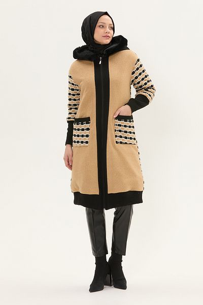 Setrms Fur Detailed Hooded Zippered Coat