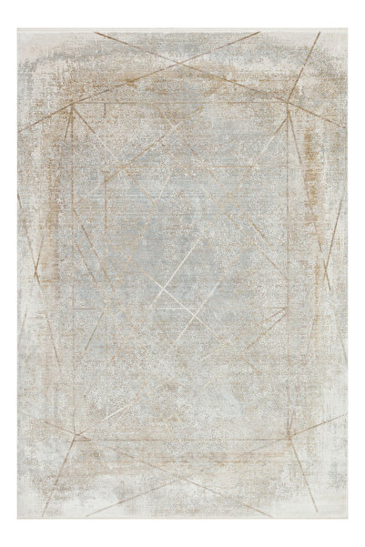 Apex Halı Queen 8118 Krem Yumuşak Dokulu Viskon Uzun Ömürlü Dayanıklı 100 Tar...