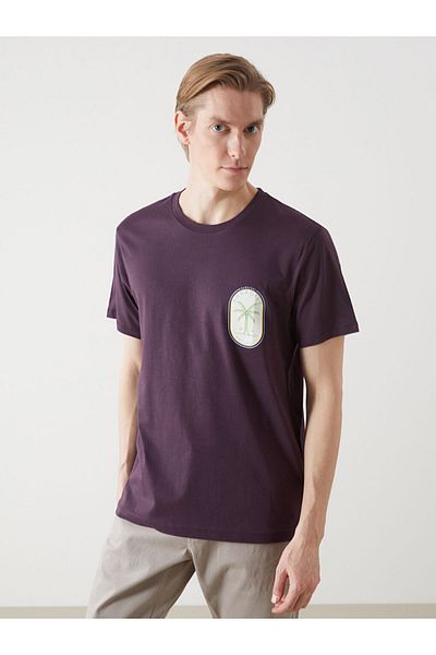 LC Waikiki New Season Crew Neck Κοντό μανίκι εμπριμέ χτενισμένο βαμβακερό ανδρικό Tisort - S5K429Z8