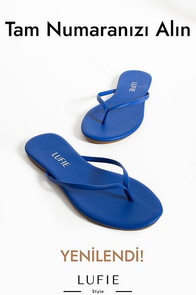 Lufie Style Saks Blue and Navy Blue Women's Flip Flops