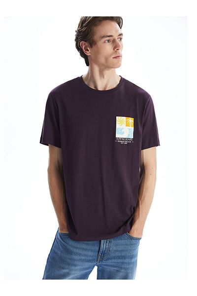 LC Waikiki LCW Herren-T-Shirt mit Rundhalsausschnitt, kurzärmlig, bedruckt, gekämmte Baumwolle