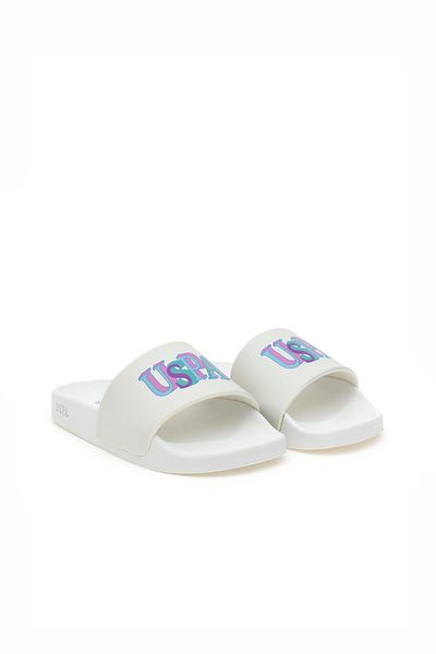 U.S. Polo Assn. Girl's White Slippers 50305116 -Vr013