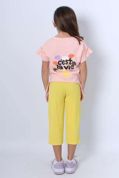 HÇM Girl's Double Suit Sirt Printed Tasseled Sleeves F20