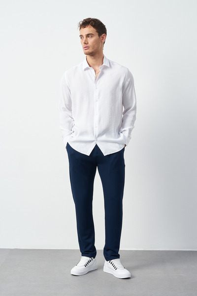 Mesfeno Ανδρικό πουκάμισο Modal με μακρύ μανίκι, χαλαρό κοψίδι