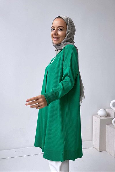 Ka Hijab Ζακέτα Mercerized με πράσινο κουμπί
