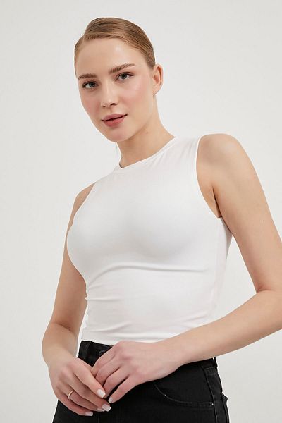 Arma Life Women's Sleeveless Basic Summer Strap White Crop Body