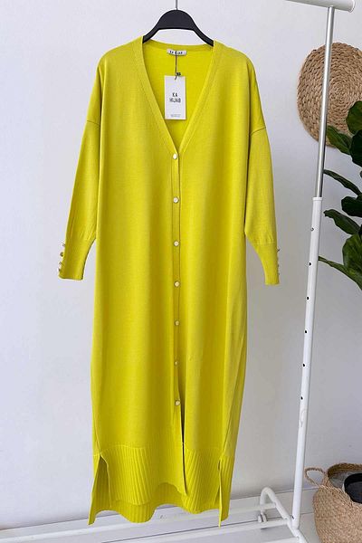 Ka Hijab Cardigan mercerizat cu nasturi marime maxi - verde ulei