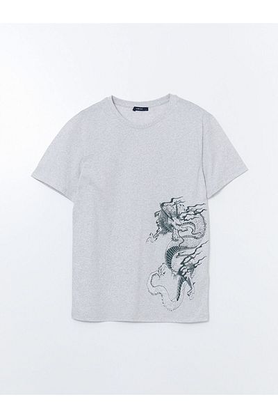 LC Waikiki New Season Crew Neck εμπριμέ χτενισμένο βαμβακερό ανδρικό Tisort - S5JI75Z8
