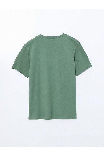 LC Waikiki Ανδρικό μπλουζάκι LCW Crew με κοντό μανίκι με εμπριμέ χτενισμένο βαμβάκι