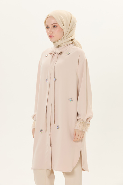 Setrms Fularlı Taş ve Otriş Detaylı Tunik