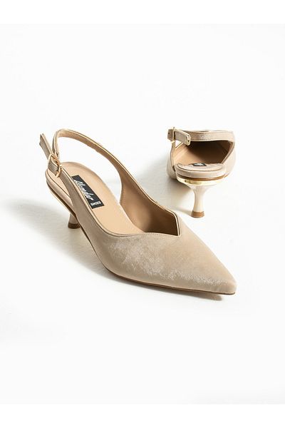 ALEMDAR AYAKKABI Mi̇rag Cream Nubuck Heeled Women's Shoes