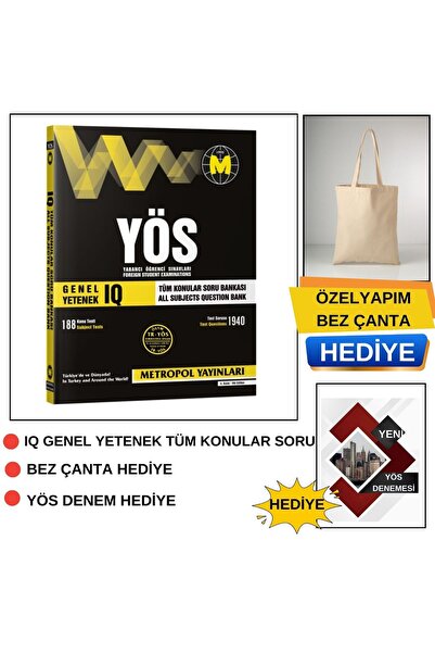 Metropol Yayınları TR YÖS IQ (GENEL YETENEK) TÜM KONULAR SORU BANKASI-DENEME ...