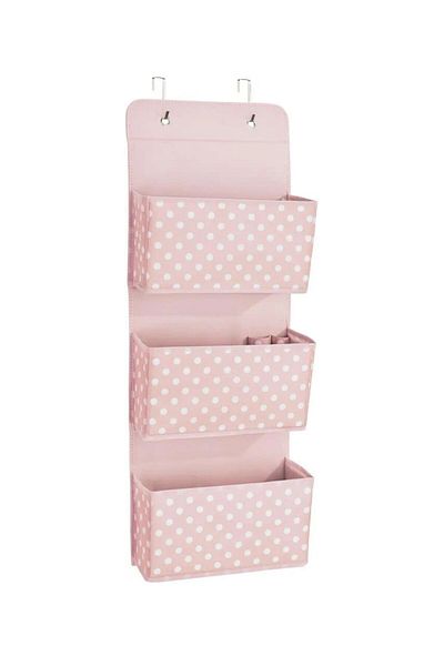 MDesign Hanging Organizer, Textile, White/pink, 91 X 13 X 11.4 Cm