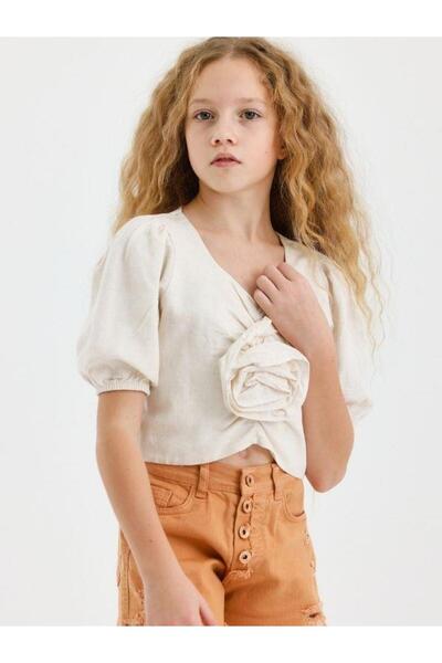 Zekids Λεπτομερής μπλούζα από λινό τριαντάφυλλο για κορίτσι