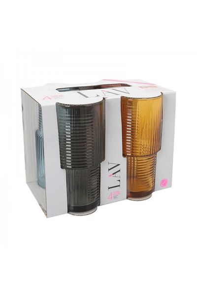 LAV Set of 4 multi-colored glass glasses, Helen, 400 ml