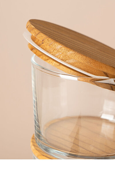 Fhilli Vetro - 6-Piece Wooden Vacuum Lid Glass Storage Container 220 Cc