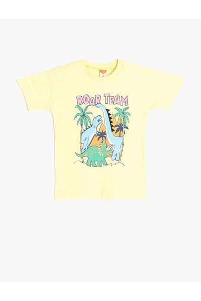 Koton Dinosaur Printed Crew Neck Green Baby Boy T-Shirt 5Smb10015Tk