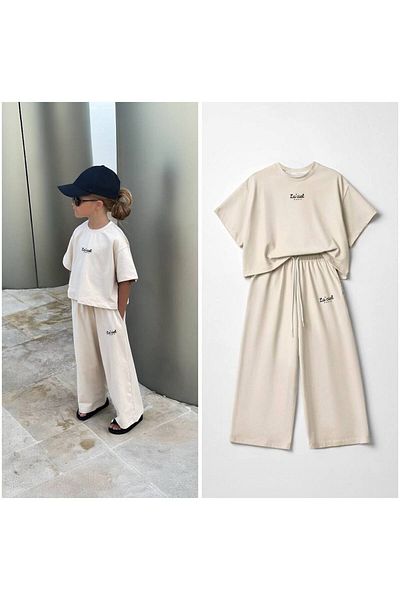 Teeny Weeny Kids New Season Παιδικό Oversize Σετ με φαρδιά πόδι κάτω
