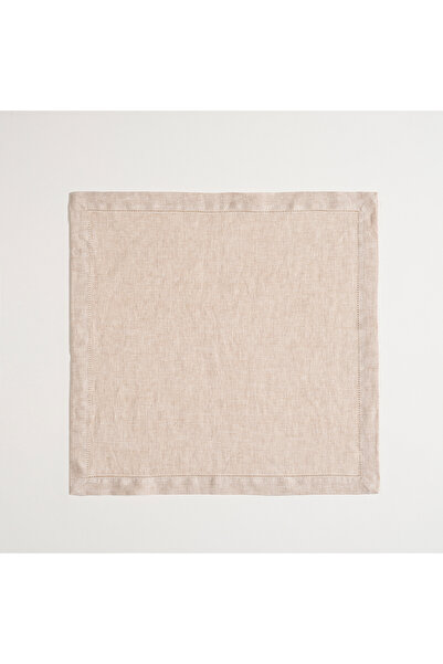 Zsa Zsa Zsu Nilüfer Antik Dikişli Keten %100 Keten Peçete 45x45 Cm Bej
