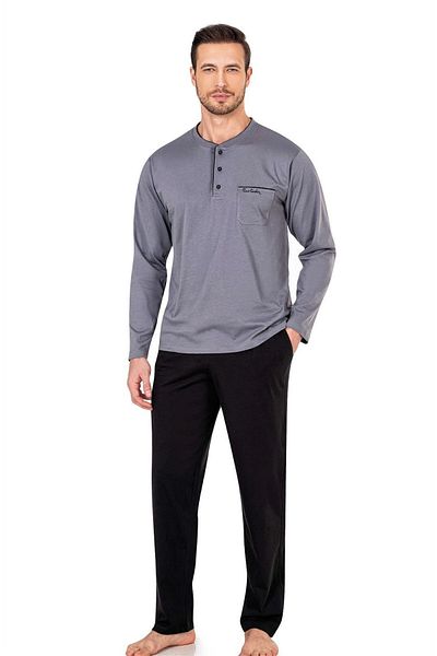 Pierre Cardin Set de pijamale și mantep negre pentru bărbați și 3 bucăți