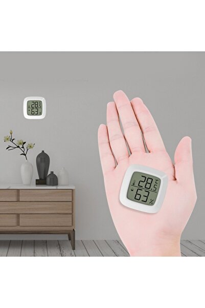 Choice مقياس حرارة رقمي صغير بشاشة LCD G775 أبيض اللون، مقياس درجة حرارة الغرفة الداخلية والرطوبة