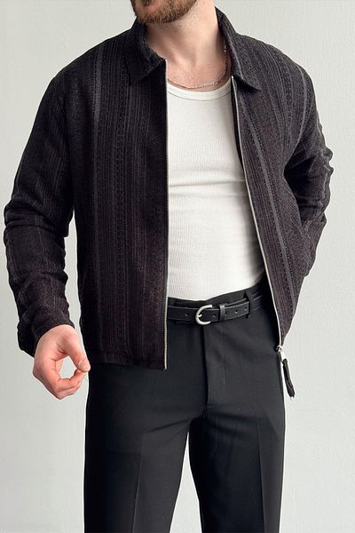 Moderk Seasonal Spring Summer Textured Fabric Zippered Relaxed Fit Men's Jacket