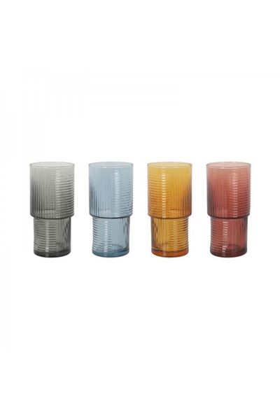LAV Set of 4 multi-colored glass glasses, Helen, 400 ml