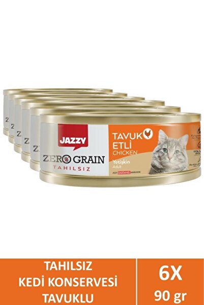 JAZZY Zero Grain Yetişkin Kedi Tavuklu 90 gr X 6 Adet