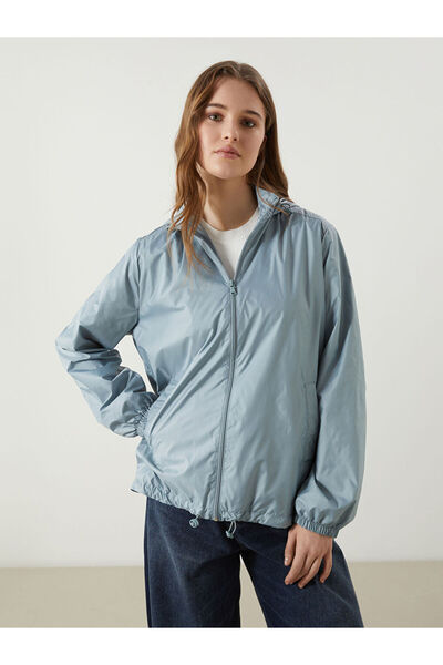 LC Waikiki Blue Hooded Women's Raincoat