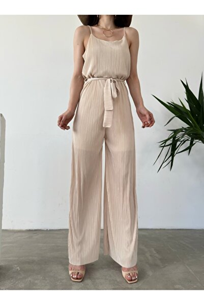 Genel Markalar İp Askılı Kuşaklı Krinkle Tulum