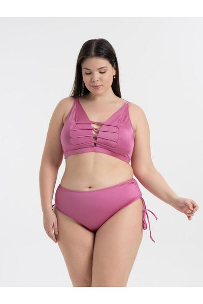 AQUAVİVA Aquaviva Women's Blue Plus Size Gathering Decorative Bikini Set