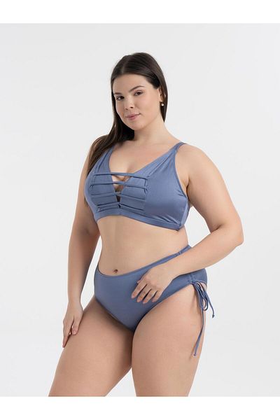AQUAVİVA Aquaviva Women's Indigo Plus Size Venezia Gathering Cross String Low-Cut Bikini Set