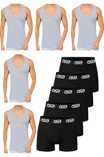 Akpınar Çamaşırları Men's 10 Piece Athlete and Boxer Set Economic Package Athlete and Boxer Set 5 Athlete 5 Boxers
