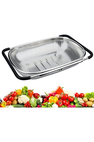 CocoVia مصفاة صغيرة من الفولاذ المقاوم للصدأ قابلة للتعديل من سلسلة Premium - مصفاة غسيل المعكرونة والفواكه والخضروات