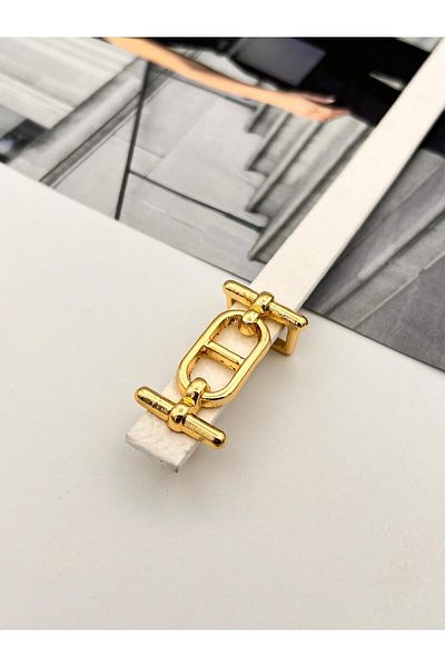 MODAM HİFA Thin Women Belt with Gold Buckle Trouser Belt Dress Belt Shirt Belt Coat Belt