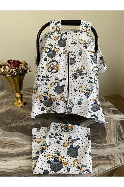 Yusra The Little Prince Patterned Stroller Blanket, Flannel Fabric, 100% Cotton