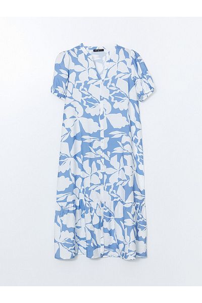 LC Waikiki Leak Collar Patterned Women's Shirt Dress