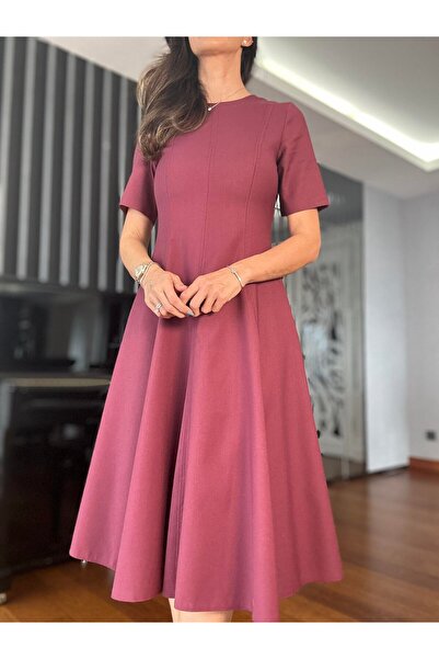 EDL Kadın Maxi Boy Kloş Prenses Elbise - Eteği Volanlı