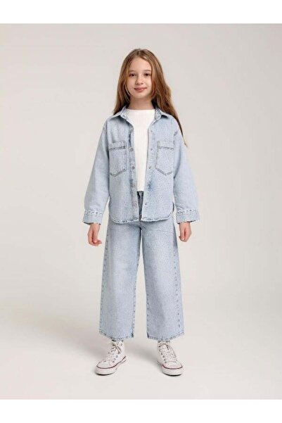 Zekids Κοριτσίστικο ψηλόμεσο τζιν παντελόνι με λεπτομέρεια από πέτρα