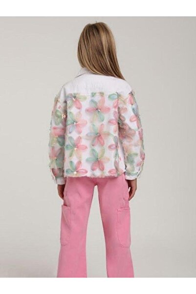 Zekids Jachetă de blugi cu flori de design pentru fete