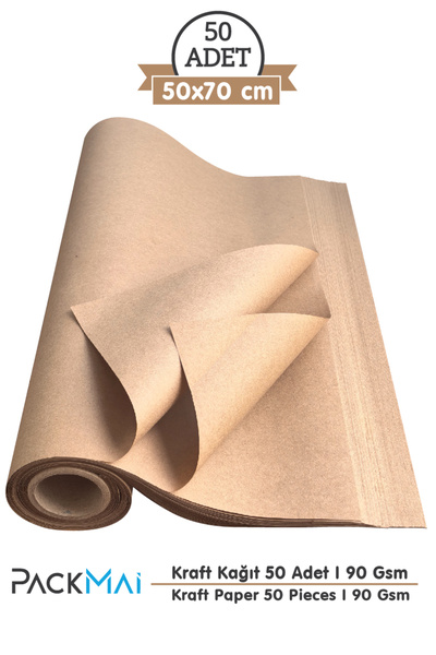 PackMai 50x70 cm Kraft Kağıt (50 ADET) – Doğal, Dayanıklı ve Çok Amaçlı Paket...