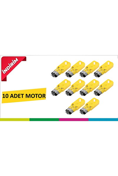Ponemio 10 Adet Plastik Redüktörlü Motor - Dc 6 V / 200 Rpm / Dc Motor / Sarı...