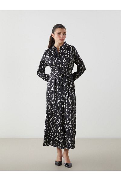LC Waikiki Patterned Satin Women's Shirt Dress