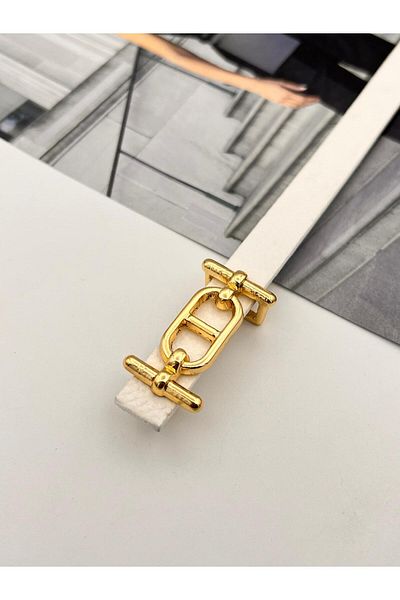 MODAM HİFA Thin Women Belt with Gold Buckle Trouser Belt Dress Belt Shirt Belt Coat Belt