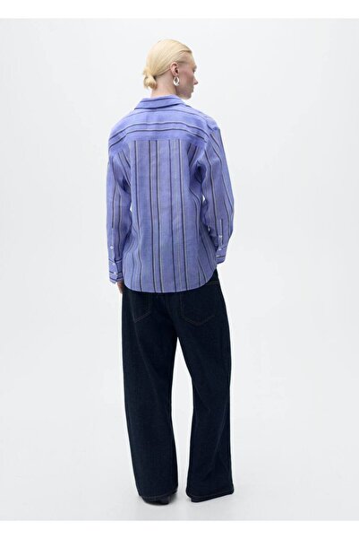 MANGO Woman Çok pozisyonlu kapamalı çizgili gömlek