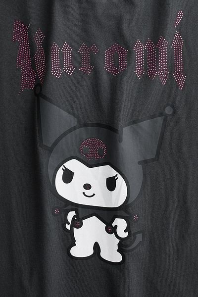 Magu Girl's Cotton Black Kuromi Printed Suit - Cute Character Theme