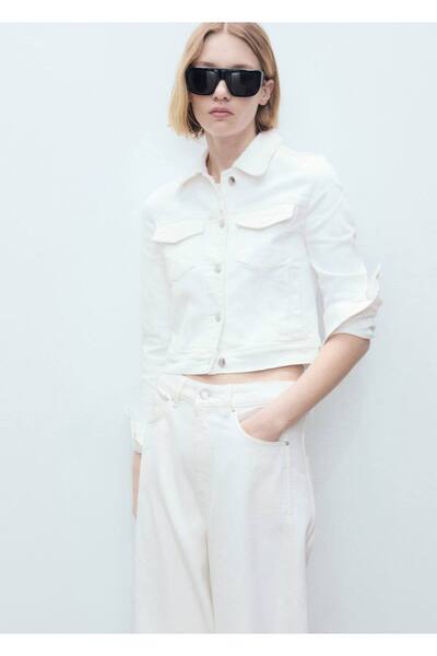 MANGO Woman Jachetă de denim crop