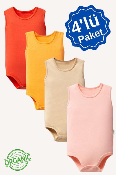 MAHFEL 4 Pieces Baby Bodysuit with Organic Cotton Snaps