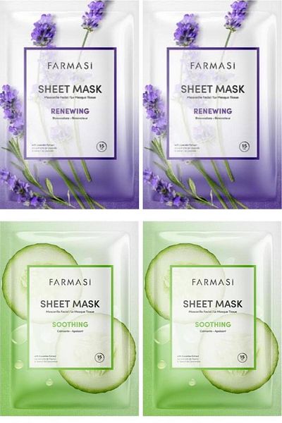 Farmasi Renewing Lavender & Cucumber Paper Mask (4 Pieces)