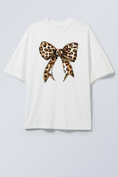 Dupe Design Leopar Fiyonk Baskılı Oversize T-shirt